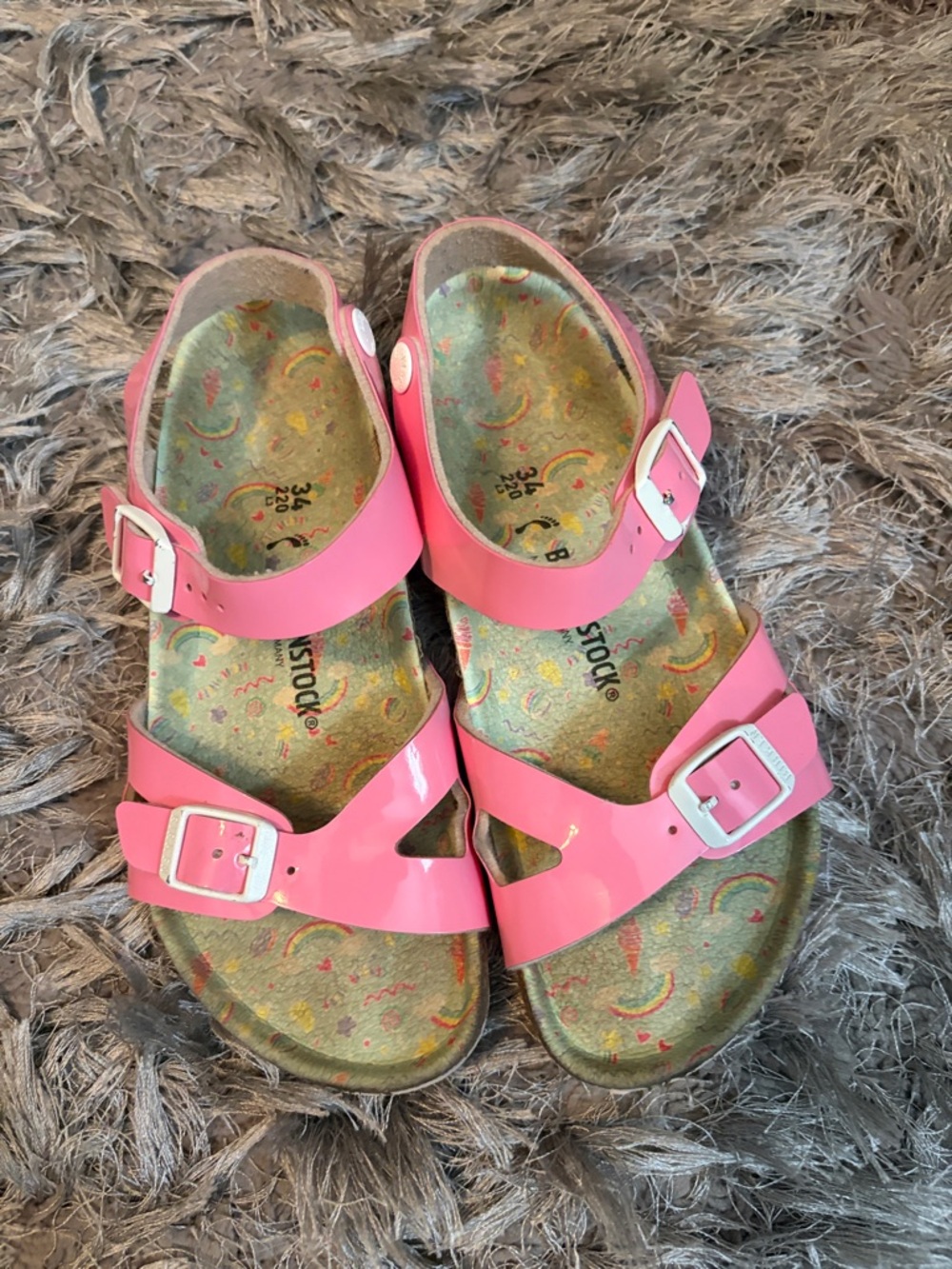 Birkenstock Kids Pink Patent Two-Buckle Sandals